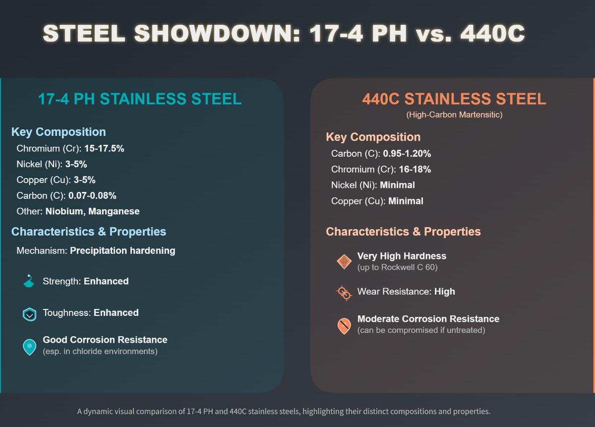 17-4 PH vs. 440C Stainless Steel Key Differences