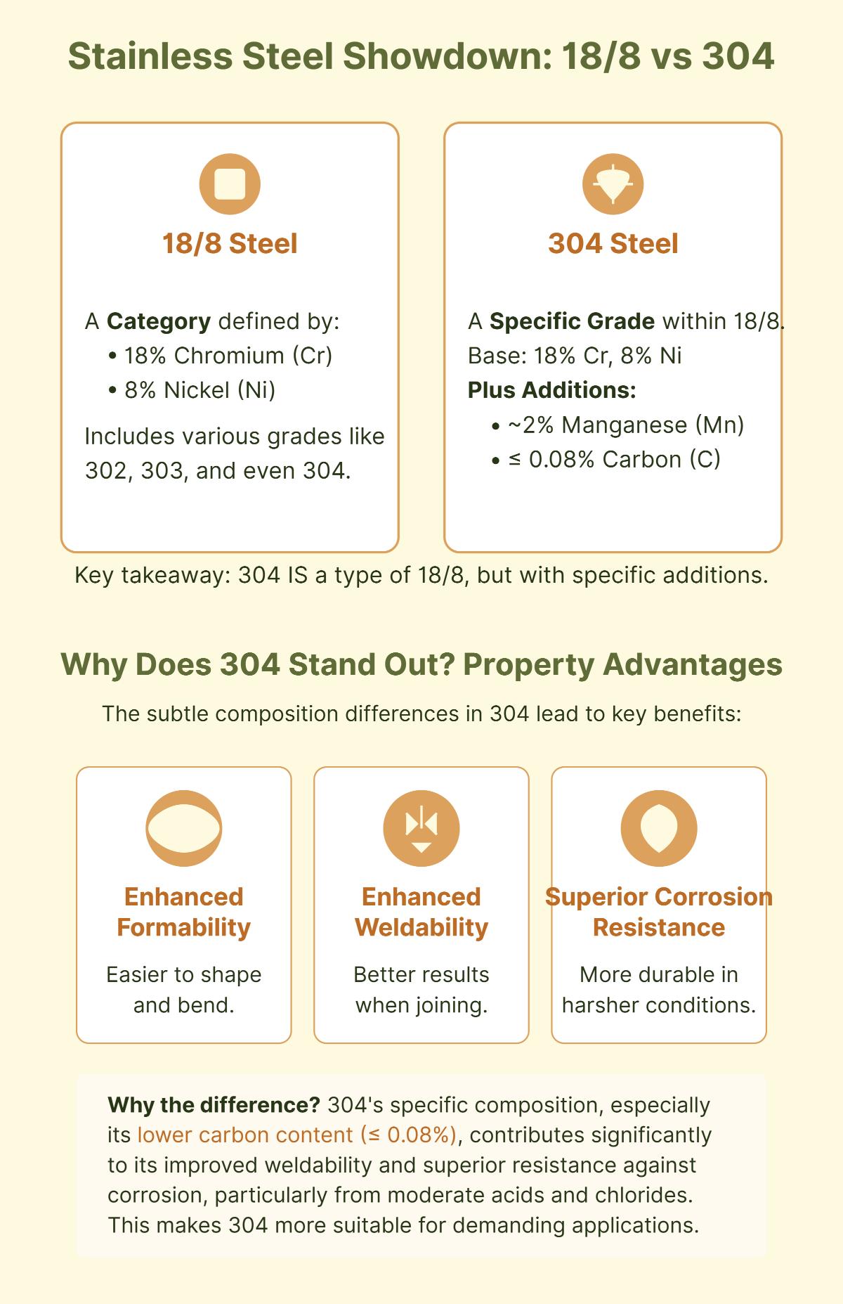 18-8 vs 304 Stainless Steel Key Differences, Uses, and Comparisons
