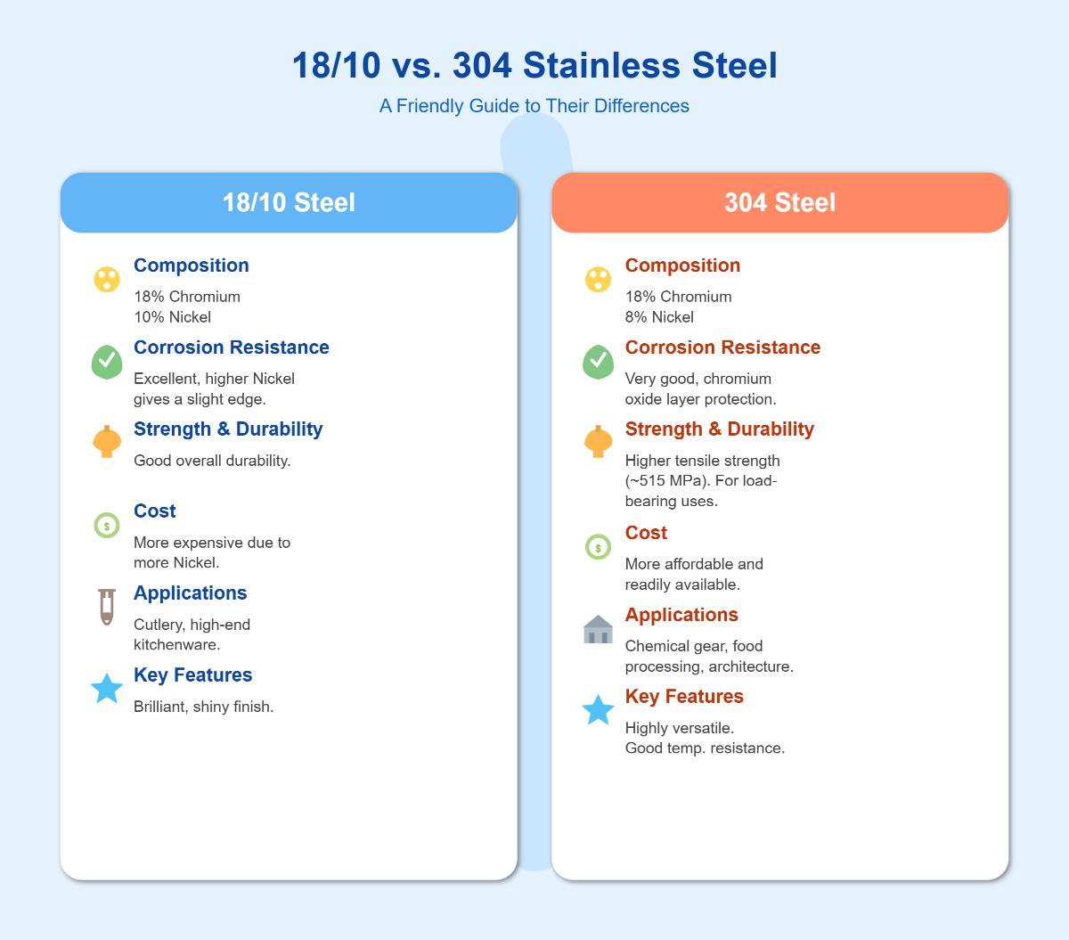18/10 vs. 304 Stainless Steel: Which is Better? - MFG Shop