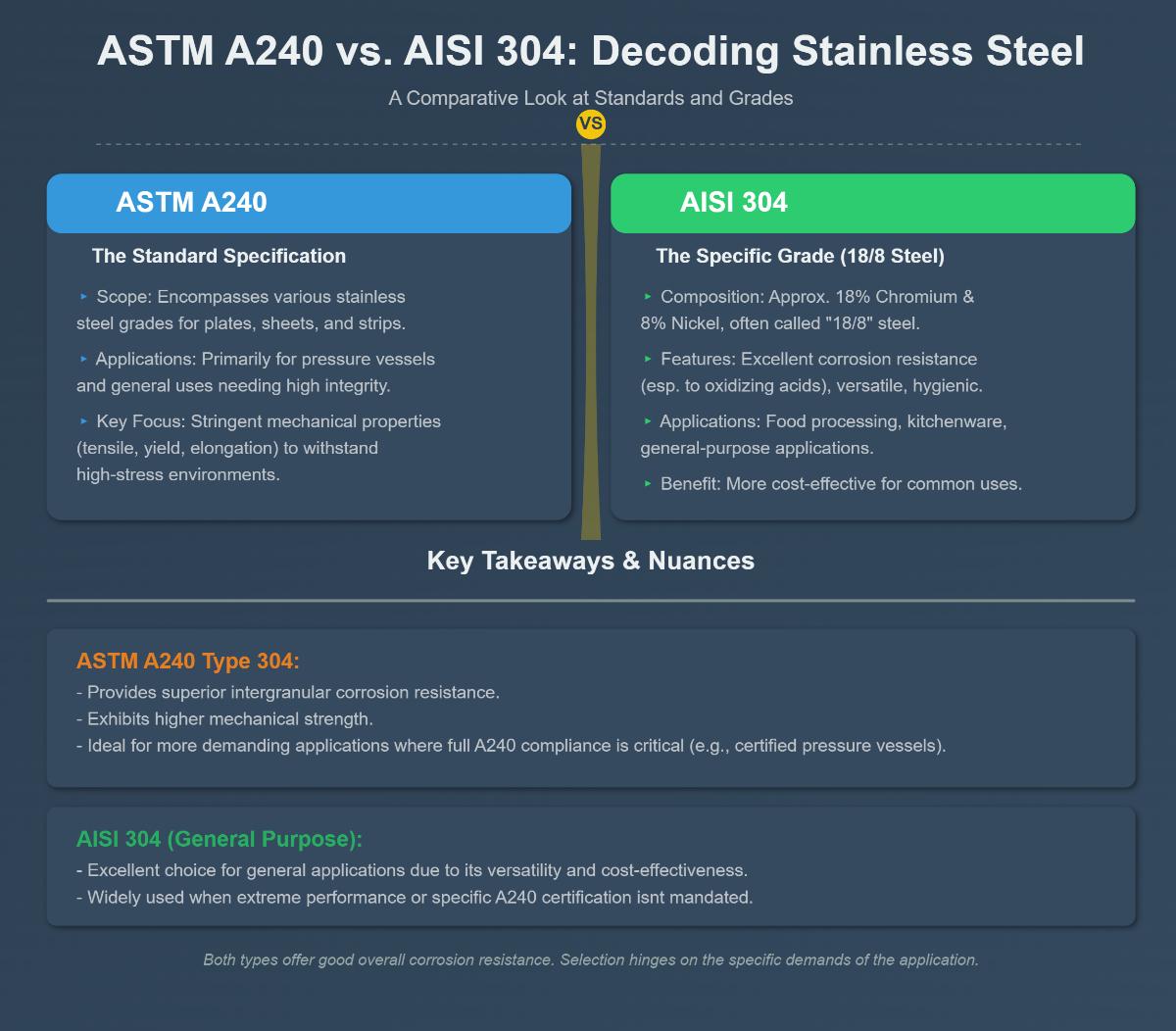 ASTM A240 vs AISI 304 What's the Difference