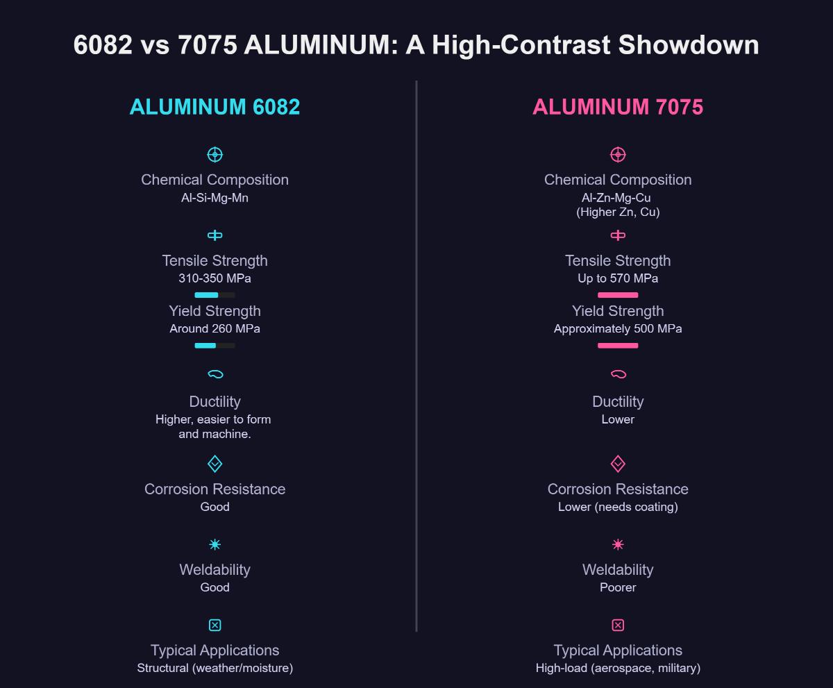 Diferencias clave entre el aluminio 6082 y el 7075
