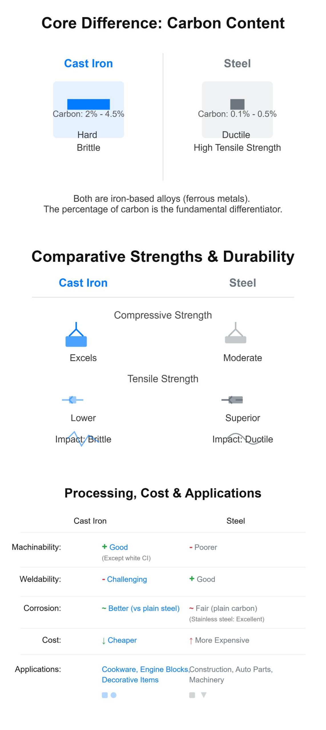 Cast Iron vs Steel A Comprehensive Comparison of Strength, Durability, and More