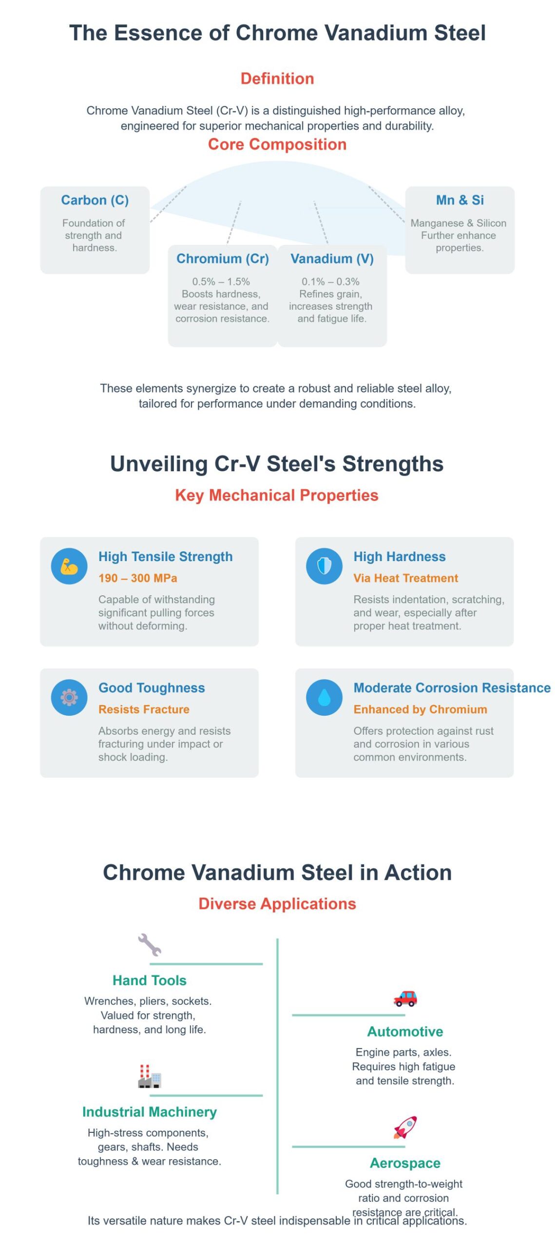 Chrome Vanadium Steel Composition, Uses, and Comparisons