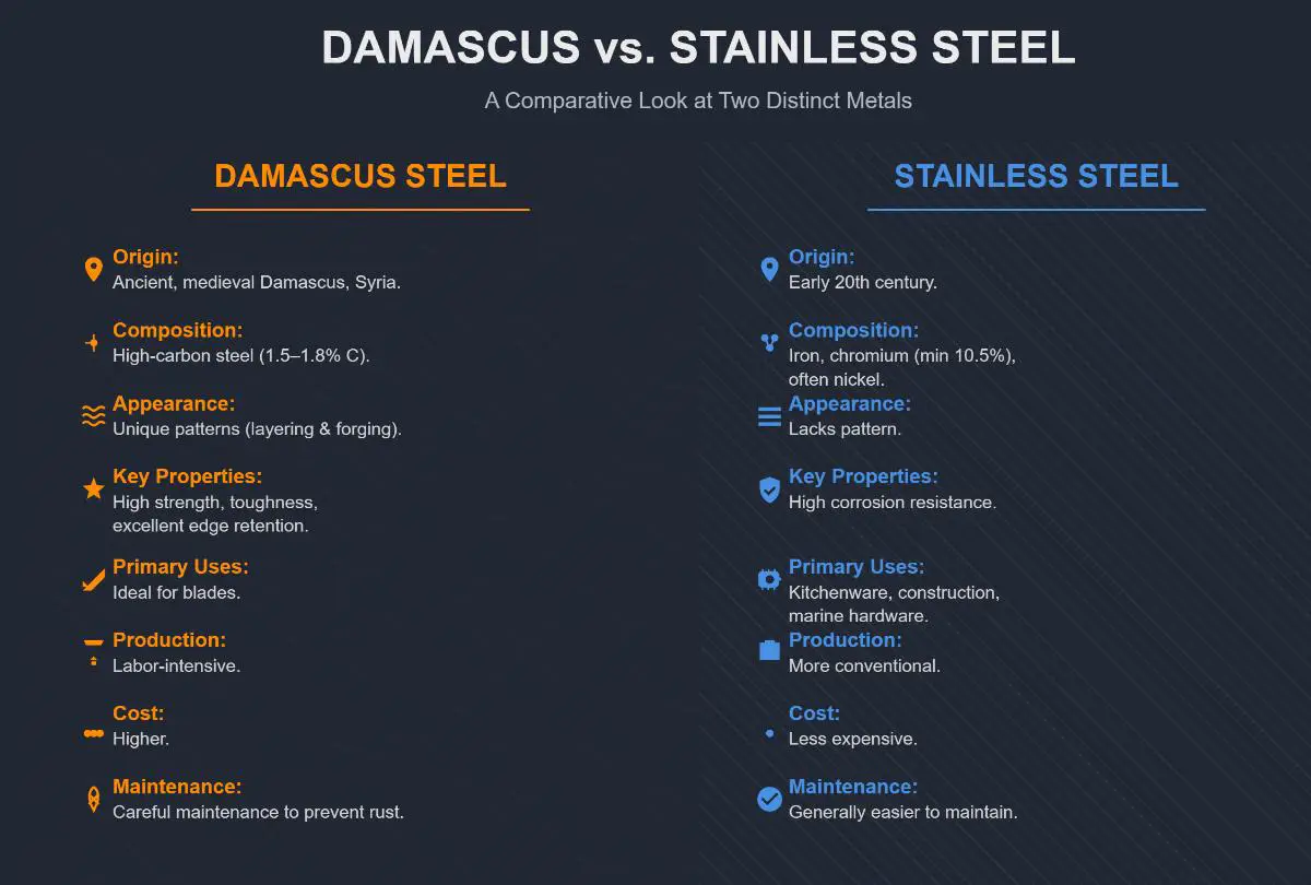 Damascus Steel vs Stainless Steel What's the Difference