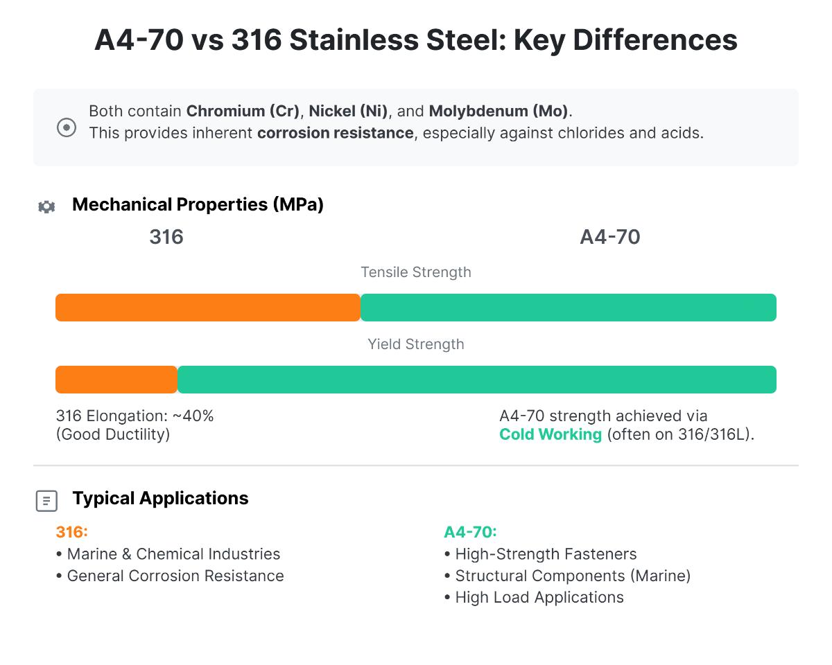 Differences Between A4-70 Stainless Steel and 316 Stainless Steel