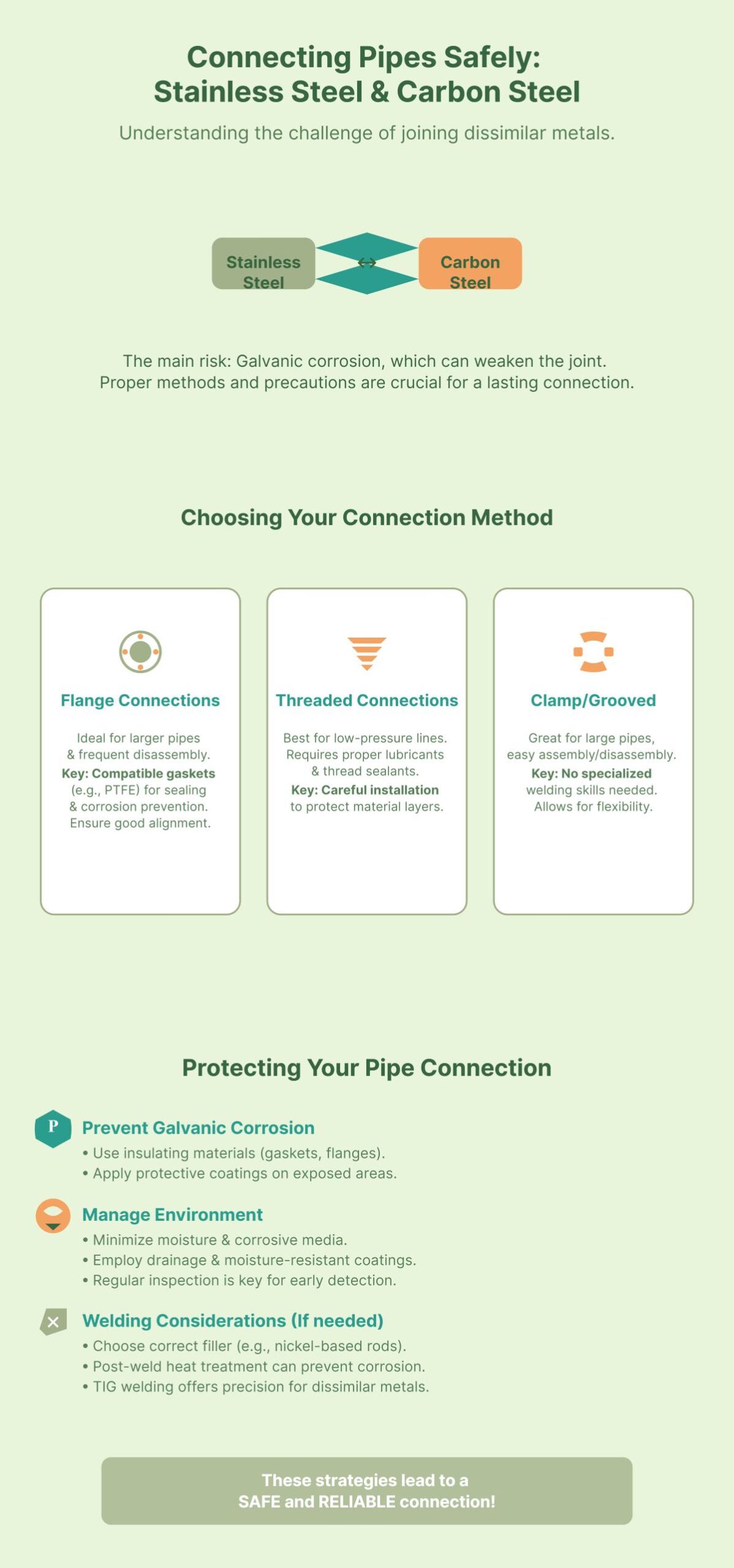 How to Connect Stainless Steel to Carbon Steel Pipe Safely