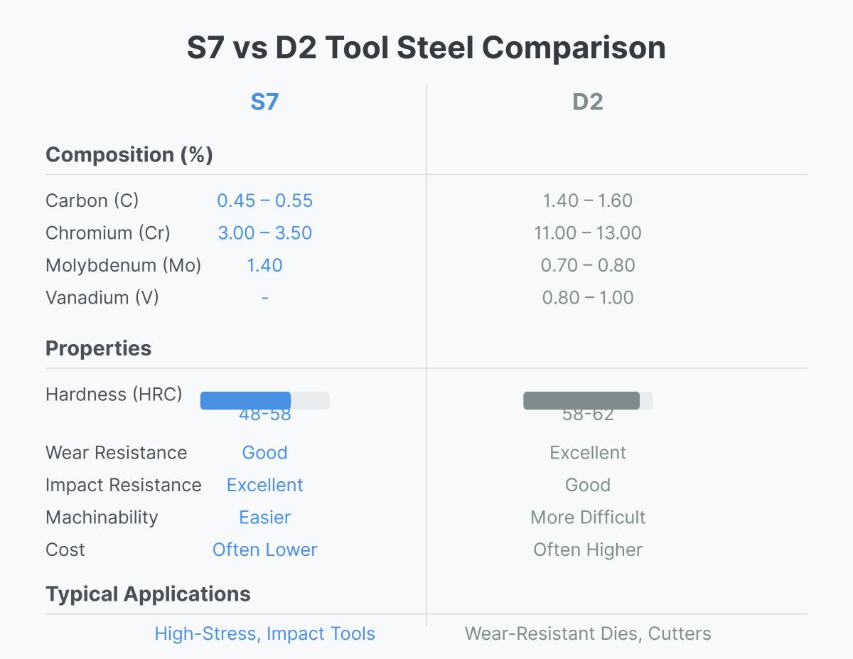 S7 Tool Steel vs D2 Tool Steel A Comprehensive Comparison