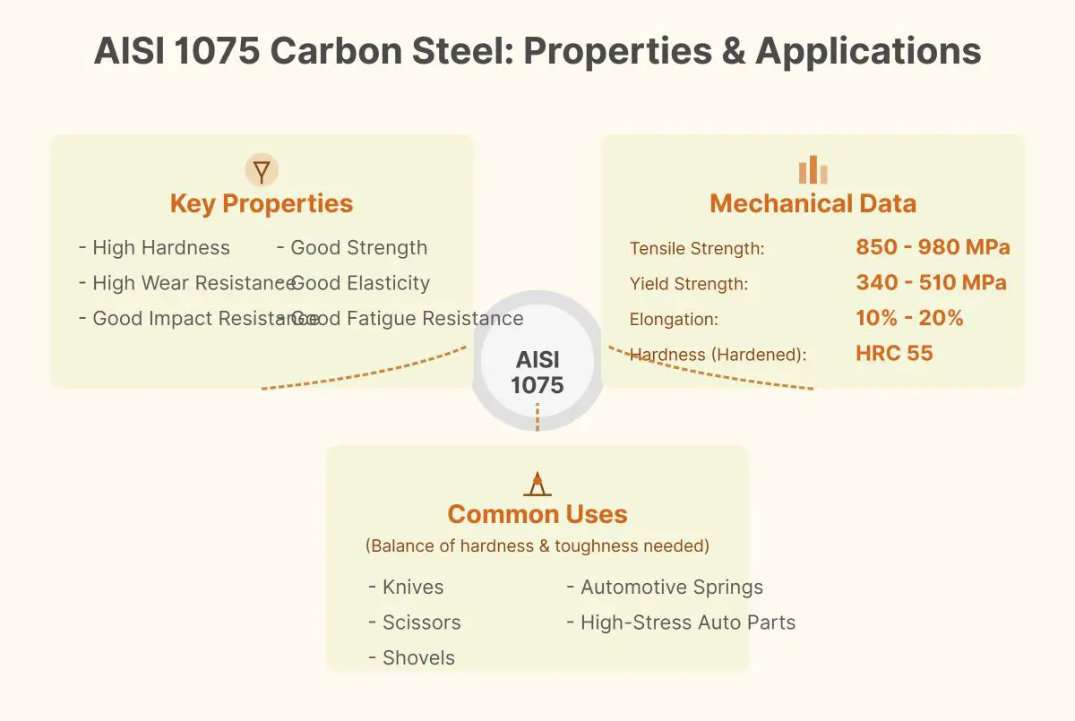 SAE AISI 1075 Carbon Steel Composition, Properties, and Uses