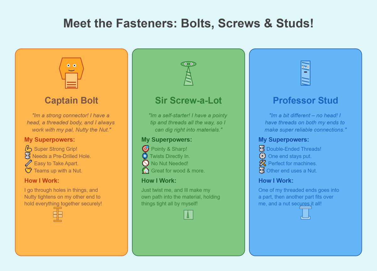 Screw vs Bolt vs Stud What’s the Difference