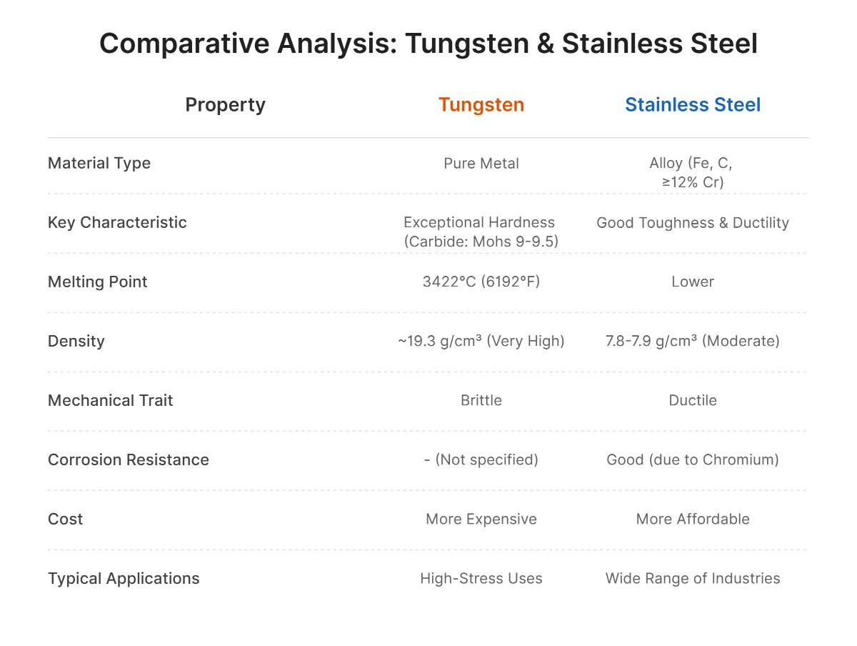Tungsten vs. Stainless Steel What's the Difference