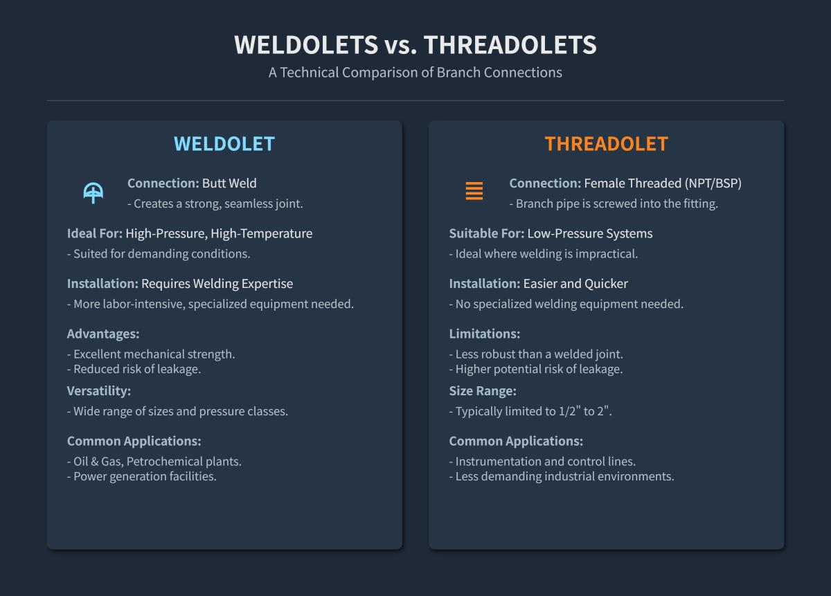 Weldolet vs. Threadolet Key Differences
